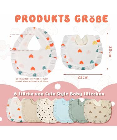Shop Wiainty 6-Pack 100% Cotton Baby Bibs | Adjustable & Washable Bandana Bibs for Girls - Perfect for Drooling & Food Painting - Buy Online on GoSupps.com