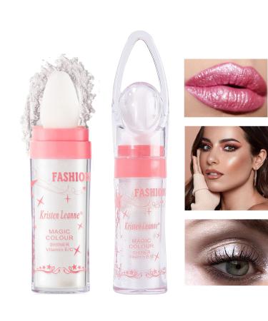 Polvo De Hadas Glitter Highlighter Powder Stick for Face Long Wearing Fairy Highlight Patting Powder High Gloss Body Glitter Highlighter Makeup Brighten Face Eyes Lips Hair (White Moonbeam)