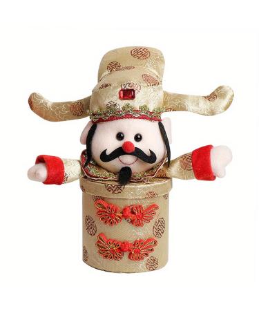 Laspi Chinese NewYear Candy Package Box God Of Wealth Figurine Candy Jar For Pastries Candy Spring Festival Candy Box Festive Decorations Yellow