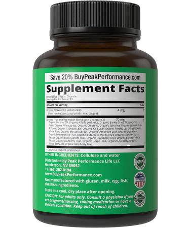 Vegan Astaxanthin Capsules with AstaPure & Coconut Oil for Max Absorption - 4mg to 12mg per Serving - Buy Online on GoSupps.com