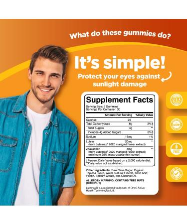 Lutein & Zeaxanthin Vegan Gummy Eye Vitamins for Adults | Eye Health & Vision Clarity Support - Blue Light Protection | Lutein Gummies - Buy Online on GoSupps.com