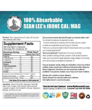 NANOWELL Sean Lee's iBone Cal Mag 120 Vegetable Capsules X 4 Bottles + 1 Bottle of DK Solution - Bone Health Calcium and Immune Support Supplement (120 Count (Pack of 4) + DK Solution) - Buy Online on GoSupps.com