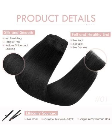 Silk-Co Clip-In Hair Extensions - 18 Clips 8 Tressen 110g Jet Black Remy Real Hair - Buy Online on GoSupps.com