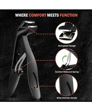 nail clippers for thick nails toe nail clippers stainless nail cutter for acrylic nails anti splash nail clippers travel home nail clippers pocket manicure Black - Buy Online on GoSupps.com