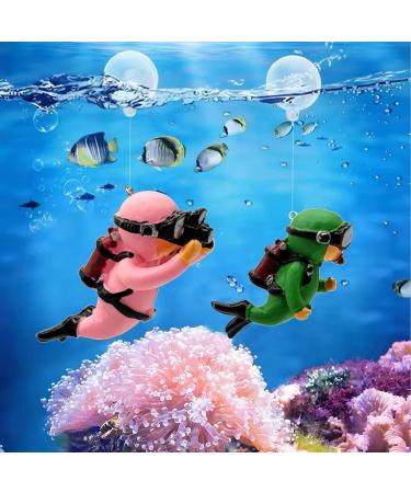 Floating Divers Aquarium Decoration - 2-Piece Resin Set for Home & Office Aquariums - Green & Pink Landscape Accessories - Buy Online on GoSupps.com