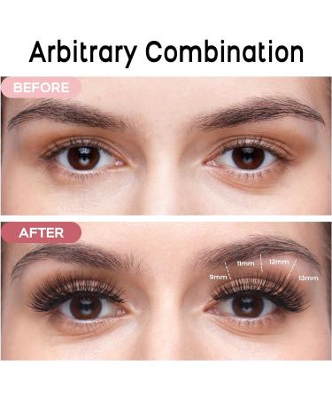 168 Pcs Cluster Eyelash Extensions Kit | DIY Lashes Extension Kit with Bond & Seal | Individual Lashes Kit for Home | 9-16mm Mixed Wide-stem Cluster Lash | Includes Applicator | 1 Count - Buy Online on GoSupps.com