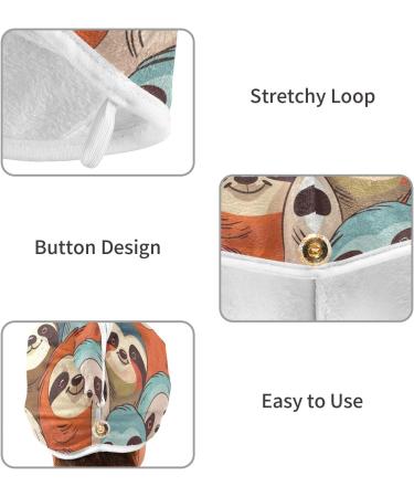 Colorful Sloth Hair Towel 2 Pack Super Absorbent Quick Dry Hair Turbans for Women & Girls | Hair Drying Solution - Buy Online on GoSupps.com