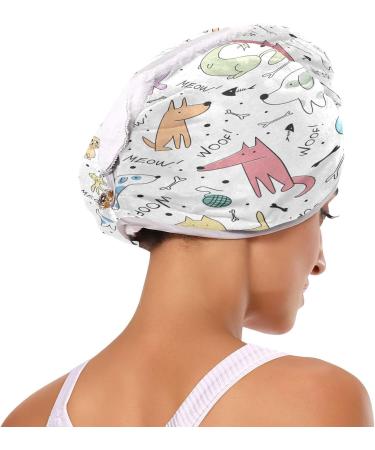 Shop Doodle Lovely Animals Dry Hair Cap Set - Quick Drying Super Absorbent Soft & Comfortable Towel with Button Headband | International Shipping Available - Buy Online on GoSupps.com