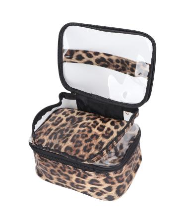 Double-Layer Leopard Makeup Bag - Large Capacity Portable Cosmetic Organizer for Travel - Buy Online on GoSupps.com