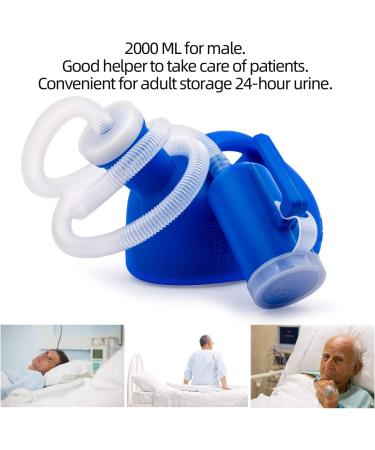 SMAZINSTAR Portable Urinal for Men | 2000ml Spill Proof Anti-Overflow Reusable Male Pee Bottle with Long Tube and Lid for Camping | Blue - Buy Online on GoSupps.com