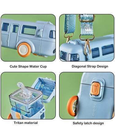 YAHSKY 2023 Portable Bus Shaped Sippy Water Bottle 500ML with Adjustable Strap - 17oz Cute Cartoon Water Jug for Sports and Daily Use (Blue) - Buy Online on GoSupps.com