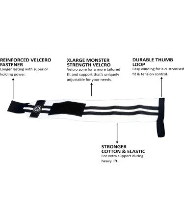 Spot Lion Fitness Professional Quality Wrist Wraps for Powerlifting & Bodybuilding - White/Black Stripes - Buy Online on GoSupps.com