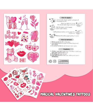 Rose Gold Metallic Glitter Temporary Tattoos - Valentines Day Decor & Gifts - Romantic Heart Accessories - 60 PCS (4 Sheets) - Buy Online on GoSupps.com