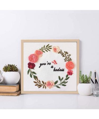 Funny Embroidery Kit for Beginners - Stamped Cross Stitch Kit for Adults - Needlepoint Hoops with Colorful Flowers, Plants, and Cactus Design in Pink - Buy Online on GoSupps.com