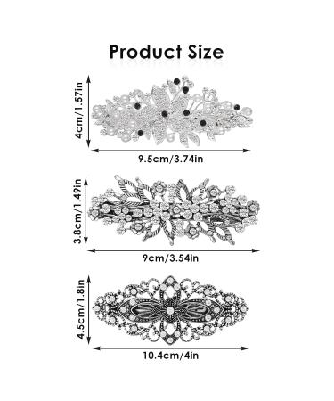 Molain 3 Pcs Large Diamante Flower Leafy Barrette Bridal Wedding Hairpins - Vintage Crystal Pearl Design Hair Clip for Women Girls (Style B) - Buy Online on GoSupps.com