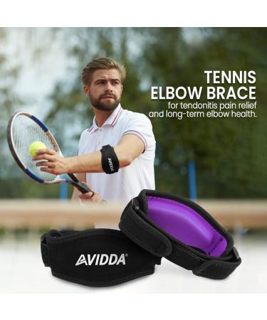 AVIDDA Tennis Elbow Support Strap 2 Packs Adjustable Elbow Brace with Compression Pad for Tennis Elbow Golfers Elbow Pain Relief Men Women Purple 2 Pack Purple - Buy Online on GoSupps.com