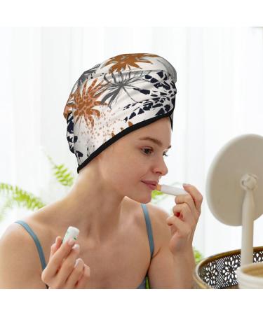 Hair Towel Wrap - Quick-Dry Turban with Button for Effortless Drying (Tropical Leaves) | International Shipping - Buy Online on GoSupps.com