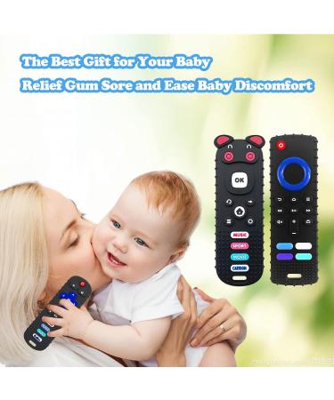 RC Teether - Silicone Baby Teething Toy for Babies 3-18 Months | TV Remote Control Shape | BPA-Free & Freezer Safe | Sensory Toy for Boys and Girls - Roku Black - Buy Online on GoSupps.com