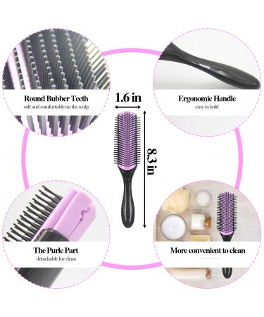 10Pcs Detangling Brush Set for Black Natural Hair | Curly Hair Brush with Sleep Bonnet | Afro America/African Hair 3a to 4c Texture | Purple - Easier Detangling on Wash Days - Buy Online on GoSupps.com