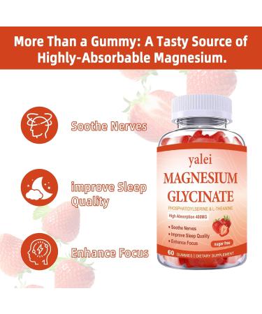 Magnesium Glycinate Gummies 400mg with L-Theanine Phosphatidylserine Sleep Stress & Muscle Relief for Adults & Kids Non-GMO Vegan Sugar Free 60 Gummie Strawberry Flavor - Buy Online on GoSupps.com