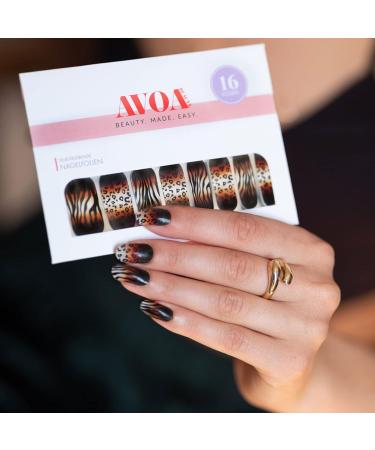 Shop Avoa Beauty Eye of the Tiger Nail Film - 16 Self-Adhesive Long-Lasting Animal Print Nail Wraps in Black Brown Red White - Buy Online on GoSupps.com