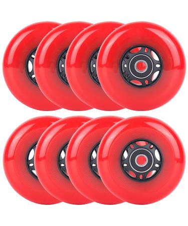 AOWISH 80mm Inline Skate Wheels 85A Indoor & Outdoor Red Hockey Roller Blades Replacement Wheel w/ABEC 9 Bearings and Spacers (8-Pack)