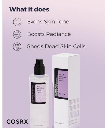 COSRX AHA 7 Whitehead Power Liquid 3.38 fl.oz - Glycolic Acid 7% Exfoliant for Pore Minimization - Korean Skin Care, Paraben-Free - Buy Online on GoSupps.com