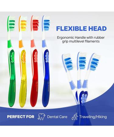Shield Care Toothbrush Dual Pro - Expert Care Soft Bristles - Anti-Slip Grip - Adult - 4 Count - Yellow Red Blue Green - Buy Online on GoSupps.com