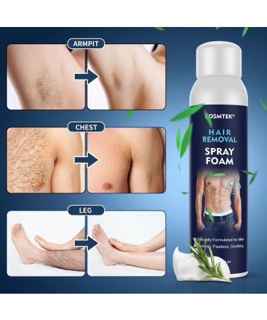 Effective Hair Removal Spray Foam for Men | No Irritation Cream for Underarms Chest Back & Legs | Safe for All Skin Types - Buy Online on GoSupps.com