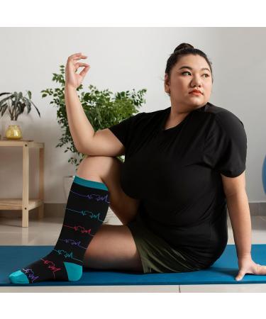 Plus Size Compression Sock For Men and Women: Graduated Compression Stockings for Support Flight Travel Running Pregnancy Sports Edema Nurses Athletic 20-30 mmHg 1Pairs Electrocardiogram 5XL - Buy Online on GoSupps.com