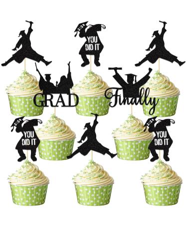 Class of 2024 Graduation Cupcake Toppers Graduation Theme Party Decorations We Are Proud of You You Did It Cupcake Toppers 2024 Senior High School Graduation Party Supplies 24 PCS