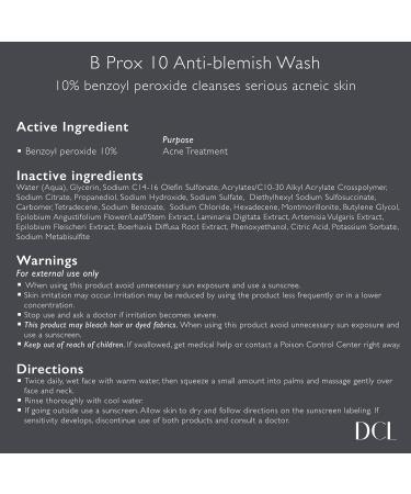 DCL Skincare B Prox Anti-Blemish Wash - 10% Benzoyl Peroxide Acne Treatment - 6.7 Fl Oz - Buy Online on GoSupps.com