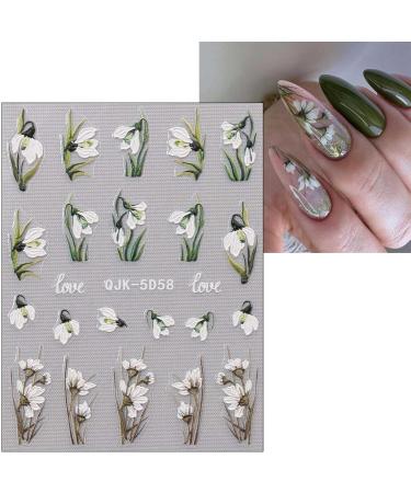 JMEOWIO 6 Sheets 3D Embossed Spring Flower Nail Art Stickers Decals Self-Adhesive 5D Colorful Summer Floral Tulips Nail Supplies Nail Art Design Decoration Accessories - Buy Online on GoSupps.com