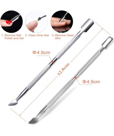 Stainless Steel Cuticle Pusher and Clipper Set - Dual Head Pusher Remover Kit for Nail Care and Gel Polish Removal - Buy Online on GoSupps.com