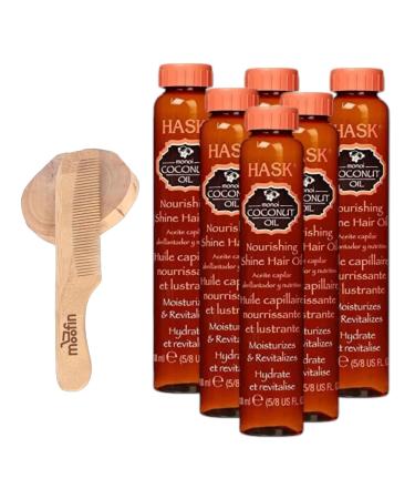 Coconut Hair Oil 0.6 Fl Oz - Monoi Coconut Oil With Wooden Comb Nourishing Monoi Lightweight Formula For Silky Shine Tames Frizz Versatile Use Coconut Shine Oil Pack Of 6
