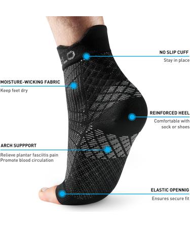 HUEGLO Plantar Fasciitis Compression Socks - 4 Pairs, Ankle Support Brace for Men & Women, Pain Relief, Anti-Slip Foot Support - Black - Buy Online on GoSupps.com