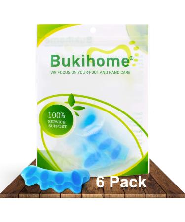 Bukihome Silicone Toe Spreader | 6 Hallux Correction Gel Toe Separators | Bunion Relief | Blue - Buy Online on GoSupps.com