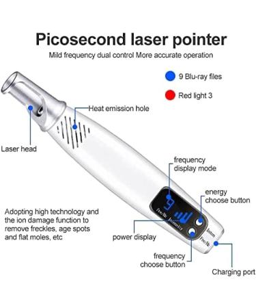 Stylo picoseconde for liminer les taches cutan es les grains de beaut les tatouages les taches de rousseur les taches brunes les cicatrices 9 niveaux de fr quence + 4 niveaux d'intensit (Blue) - Buy Online on GoSupps.com