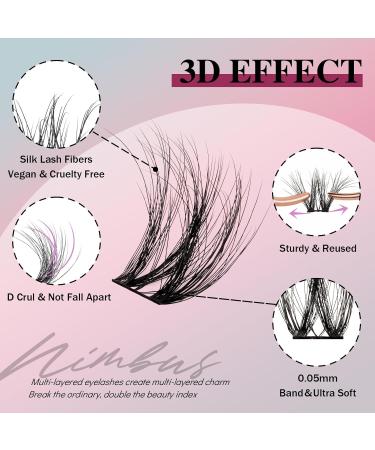 Lash Extension Kit 144 Pcs - 3D Wispy Clusters Waterproof Bond & Seal Complete Eyelash Extensions at Home (Prism Kit - Buy Online on GoSupps.com
