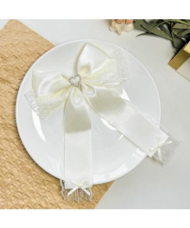 Lace Ribbon Bow Hair Clip Princess Bowe Legant Trace Hair Bow Heart Bowknot Ribbon Hairpin Black - Buy Online on GoSupps.com