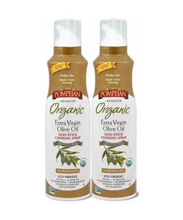 Pompeian Organic Extra Virgin Olive Oil Non-Stick Cooking Spray - No Propellants, Eco Friendly, 2 pack 5 Fl Oz (Pack of 2)