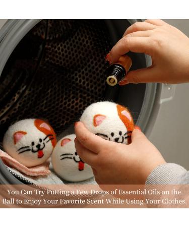 XL Cute Cat Face Wool Dryer Balls - Handmade Reusable Fabric Softener | Organic Shorten Drying Time | 3 Pack for 1000+ Loads - Buy Online on GoSupps.com