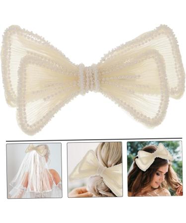 DOITOOL 1pc Bow Hairpin Large Bows Barrettes Handmade Hairpin Rhinestone Barrettes for Women Wedding Hiar Barrettes Hair Accessory Hair Accessories White Beaded Bride Plastic - Buy Online on GoSupps.com