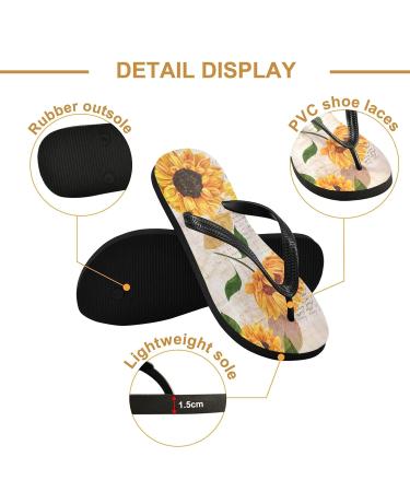 Mnsruu Yellow Sunflower Butterfly Art Flip Flops | Comfortable Sandals for Home Hotel Spa & Travel | XS for Men & Women - Buy Online on GoSupps.com