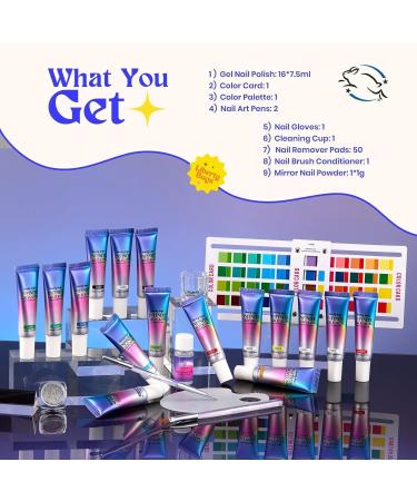 Infinite Gel Polish Set - 15 Colors Gel Nail Polish Kit with Glitter UV Cured Perfect for Professionals | International Shipping - Buy Online on GoSupps.com