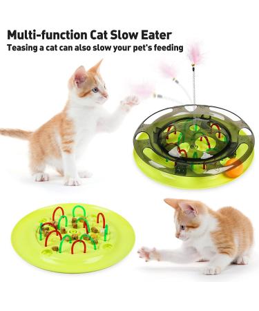 Interactive Cat Toy Set for Indoor Cats - Turntable, Slow Food Tray, Feather Toys & Balls - Buy Online on GoSupps.com