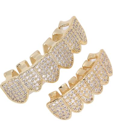 Diamond Teeth Grillz Cold Plated Copper Grills for Your Teeth Reusable Vampire Teeth for Kids Men Women Teeth Decoration for Halloween Party Hip Hop Music Concerts Birthday(gold) - Buy Online on GoSupps.com
