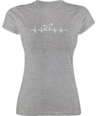 Shirtracer - Shirt Women - Gift for Dog Owners - Heartbeat Dog 03 Grey Mottled M
