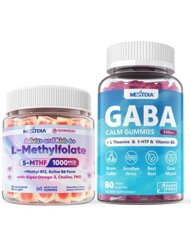 Nextdia GABA L-Methylfolate 1000 mcg + Methyl B12 Gummies 2Pack