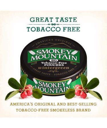 Smokey Mountain Wintergreen Pouches - Tobacco & Nicotine-Free - 1 Can (20 Pouches) - Buy Online on GoSupps.com